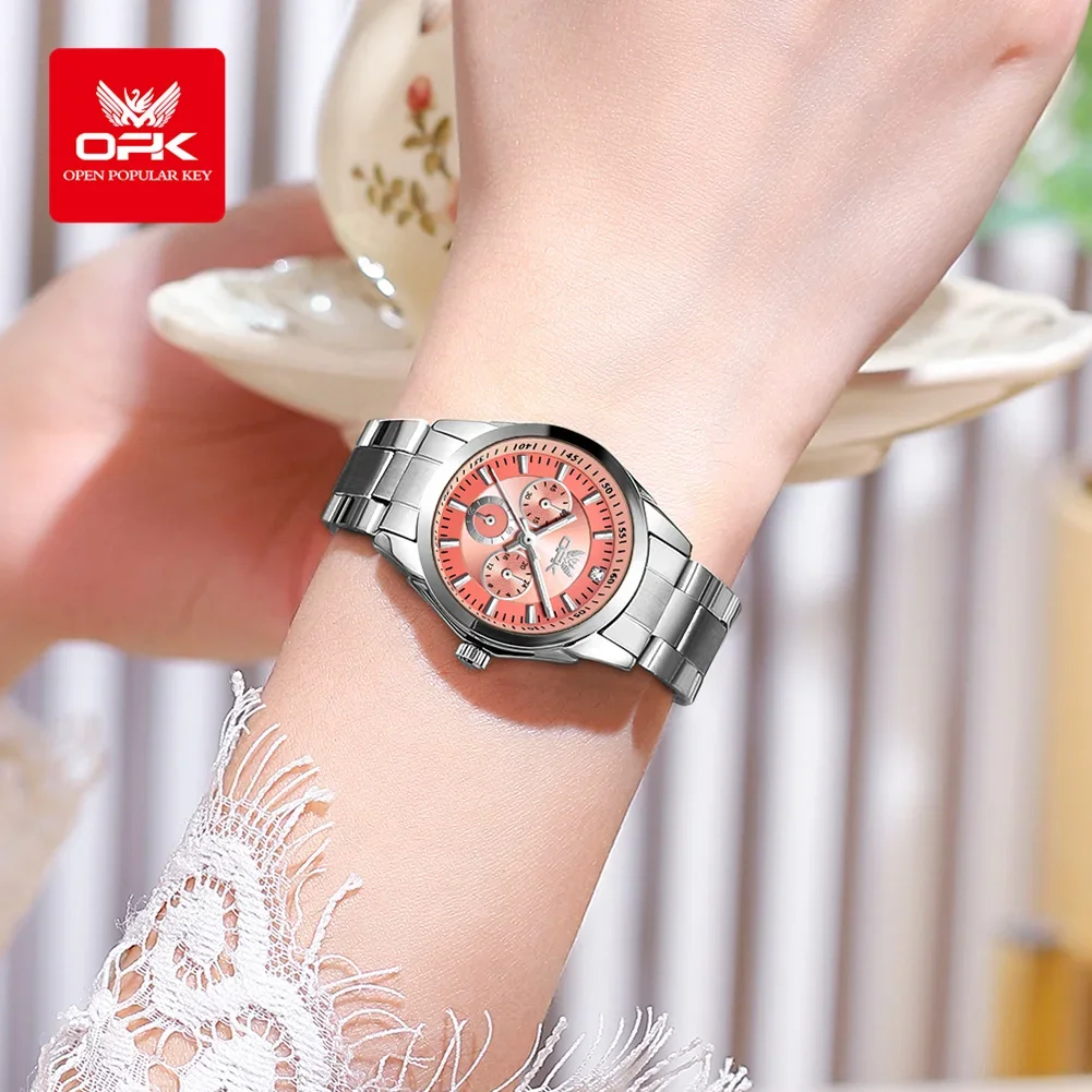 Женские кварцевые часы с календарем водонепроницаемые