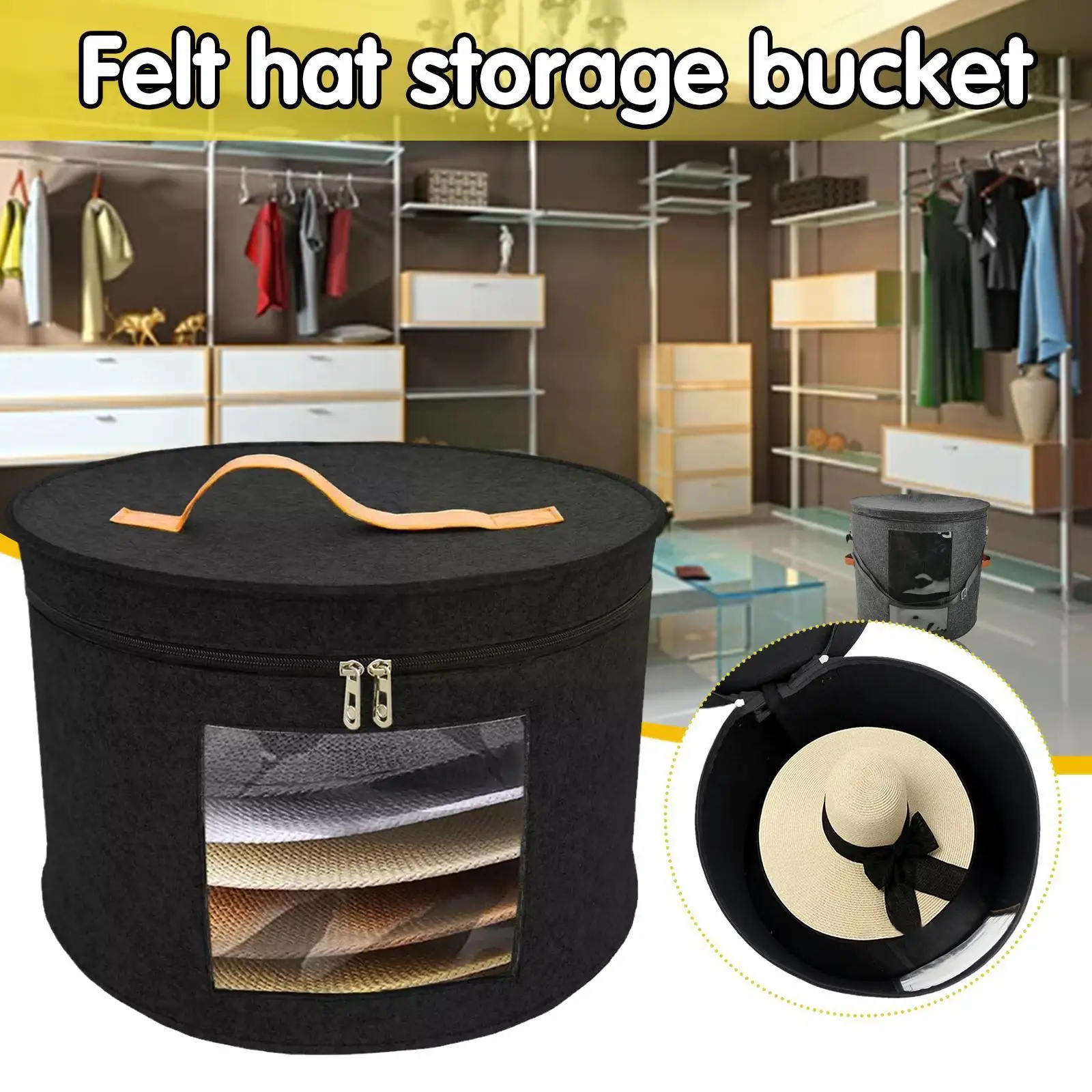 

Hat Holder Bag Felt Storage Box Dust Case Household Sundries Bucket Travel Organizers Bins Hats Clothes Storage Storage Goo B1Y3