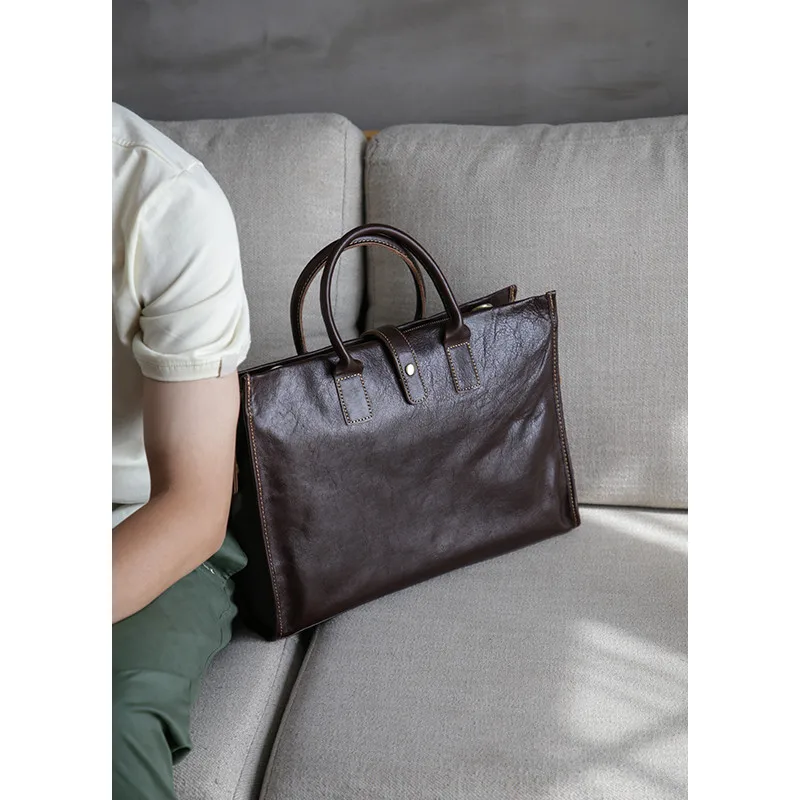 PNDME business casual genuine leather men's briefcase outdoor work luxury real cowhide handbag travel laptop messenger bag