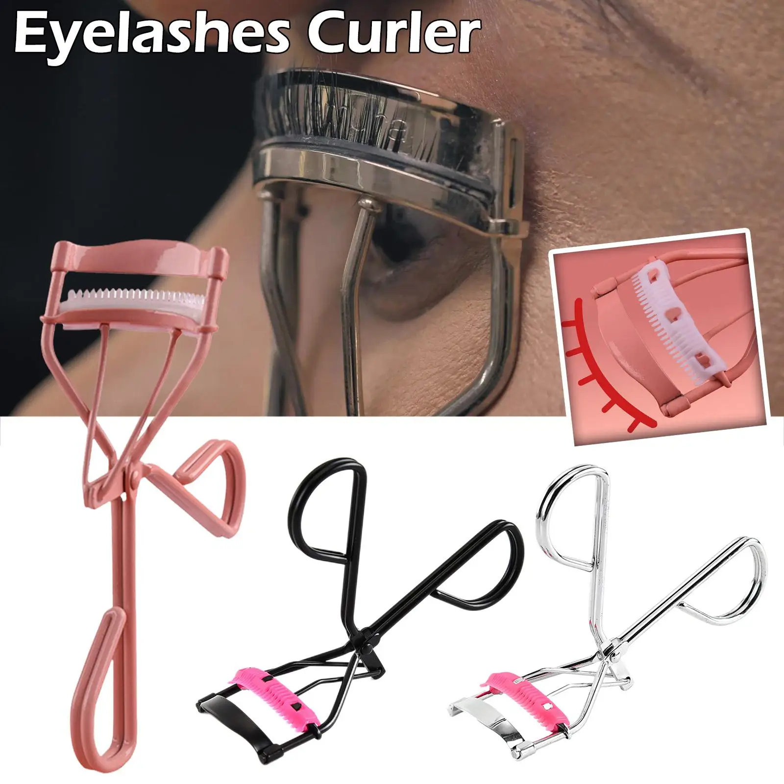 

Eyelashes Curler with Built In Comb Separated Eyelashes Makeup Crimp-free Curler Pads lashes Eye Curlers with Lash 2 Refill D7T9