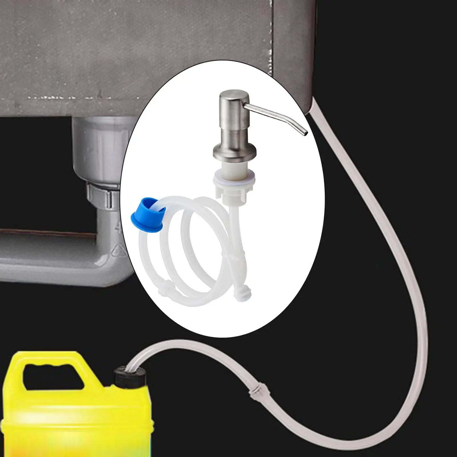 

Stainless Steel Sink Soap Dispenser Pump Head W Extension Silicone Tube Silver