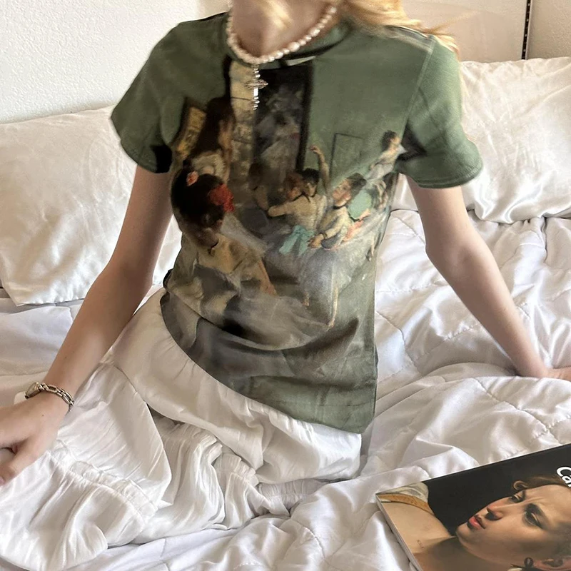 Женский укороченный топ в стиле Харадзюку винтажный повседневный уличный с