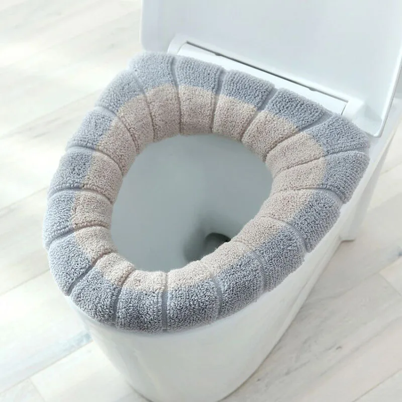 Cover Washable Bathroom Toilet Pad Cushion With Handle Thicker Soft Mat Knitting Warmer Closestool Mat