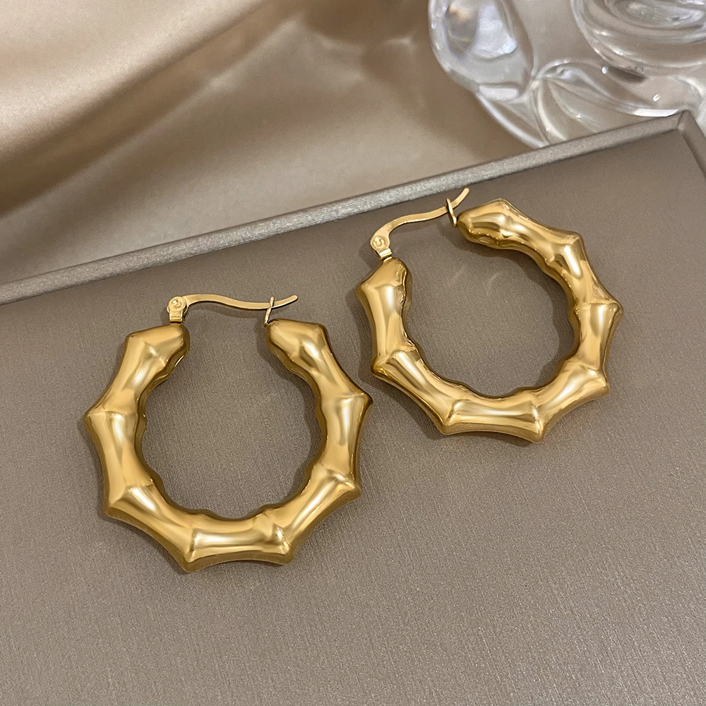 Модные полые Бамбуковые серьги-кольца классические минималистичные Роскошные