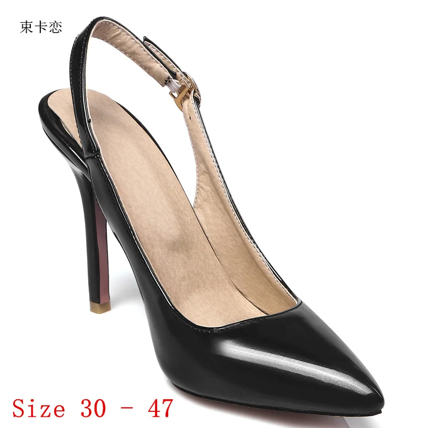 

Туфли-лодочки женские на высоком каблуке, босоножки-гладиаторы с ремешком на пятке, маленькая фотообувь, размеры 30 31 - 41 42 43 44 45 46 47, летние