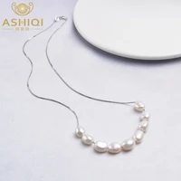 ashiqi real 925 sterling silver necklace chain 6 7mm natural baroque pearl pendant jewelry for women gift
