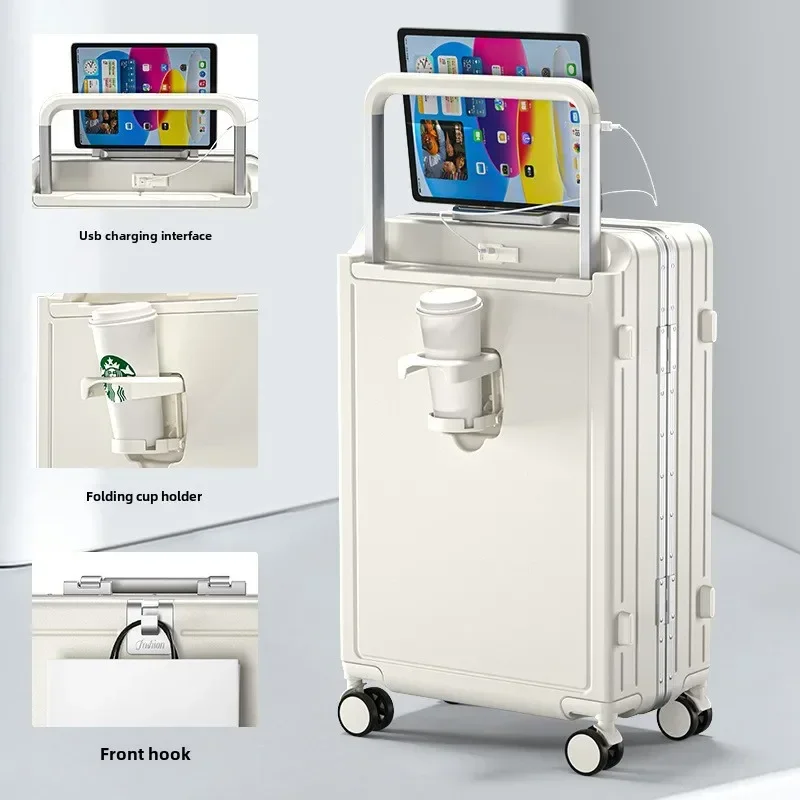 Multifunctional suitcase aluminum frame wide handle carry on luggage 20 inch trip cabin password trolley case 22&quot 26