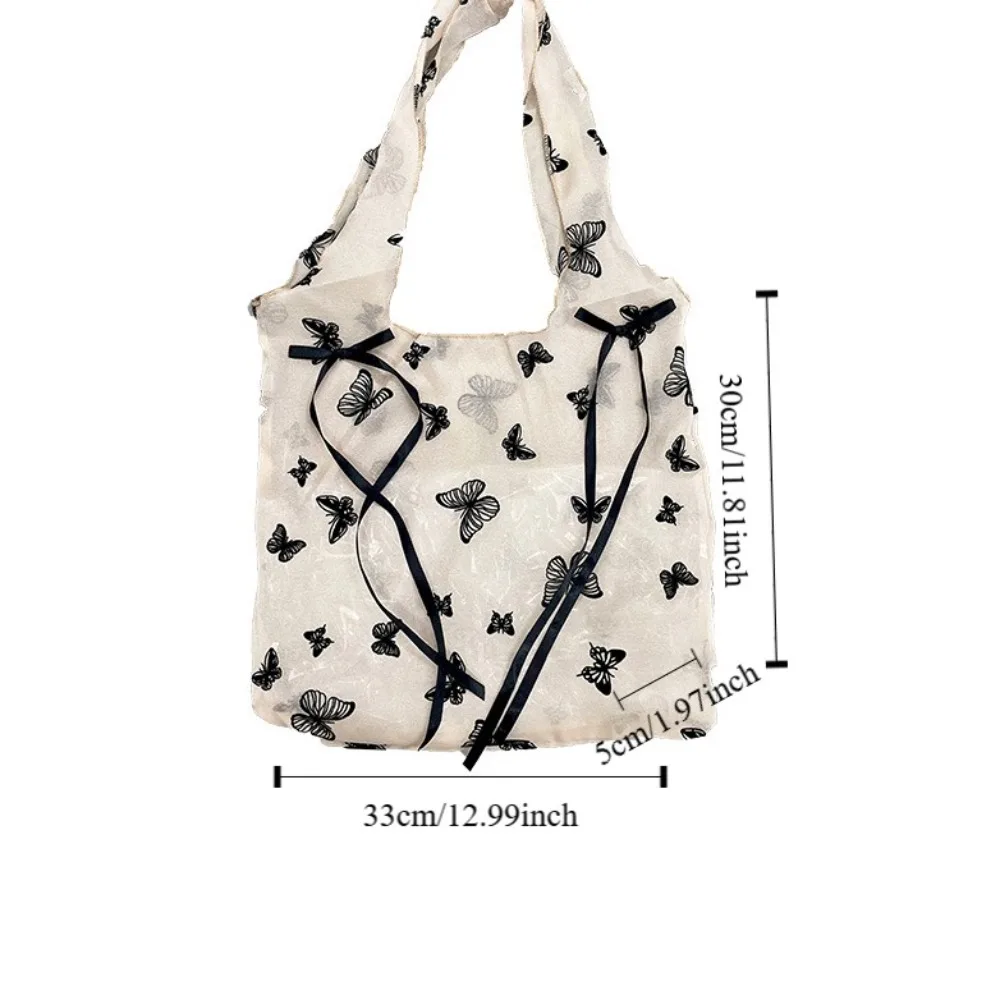 Модная большая вместительная сетчатая сумка с бантом прозрачная лентой и