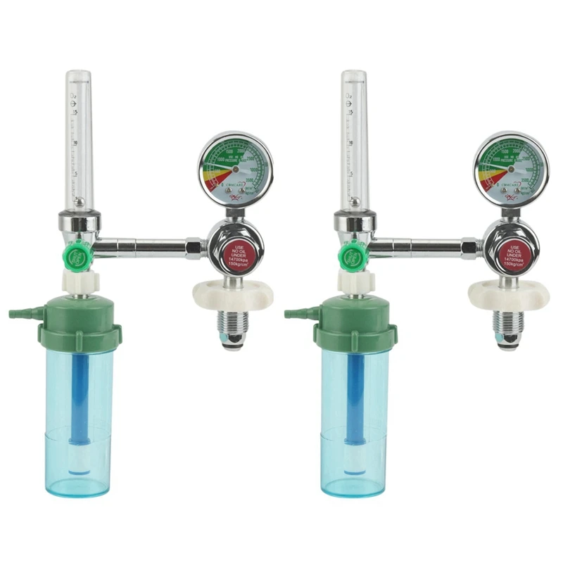 

2X 0-15L/Min Oxygen Inhaler Regulator Pressure Flow Meter Outlet External Thread G5/8 Inch