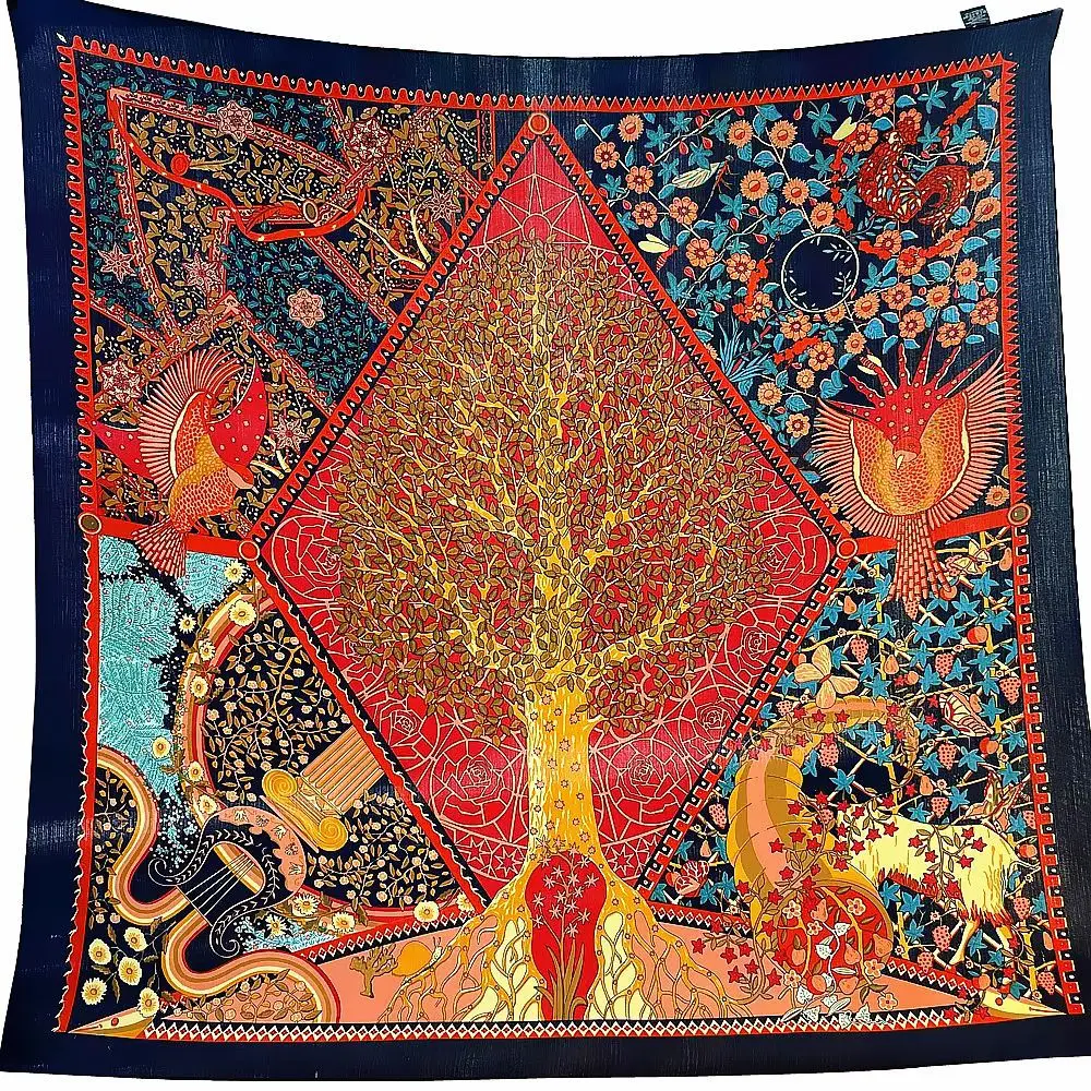 

Europe Winter Casual 130cm Imitation Cashmere Tree of Life Tree of Wealth Women's Warm Scarf Shawl Scarf Large Square Scarf