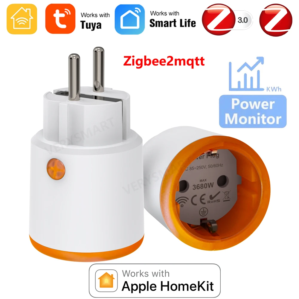 Умная розетка HomeKit ZigBee, 16 А, работает с Apple Home/Alexa/Google Assistant/SmartThings/Tuya/SmartLife