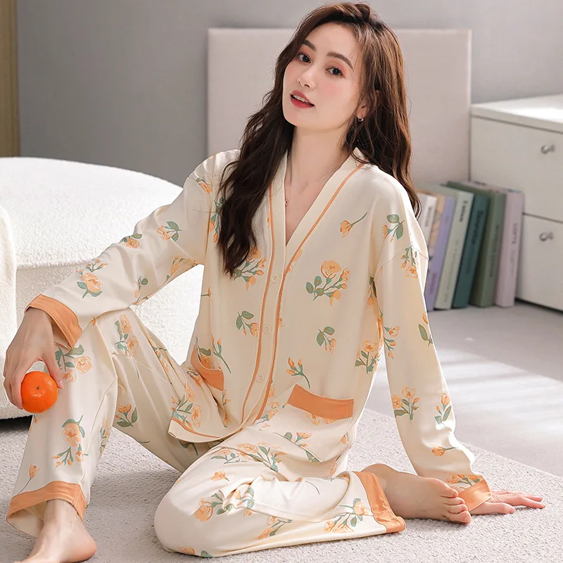 Корейская пижама Pour Femme новая осенне-зимняя одежда для сна женский комплект