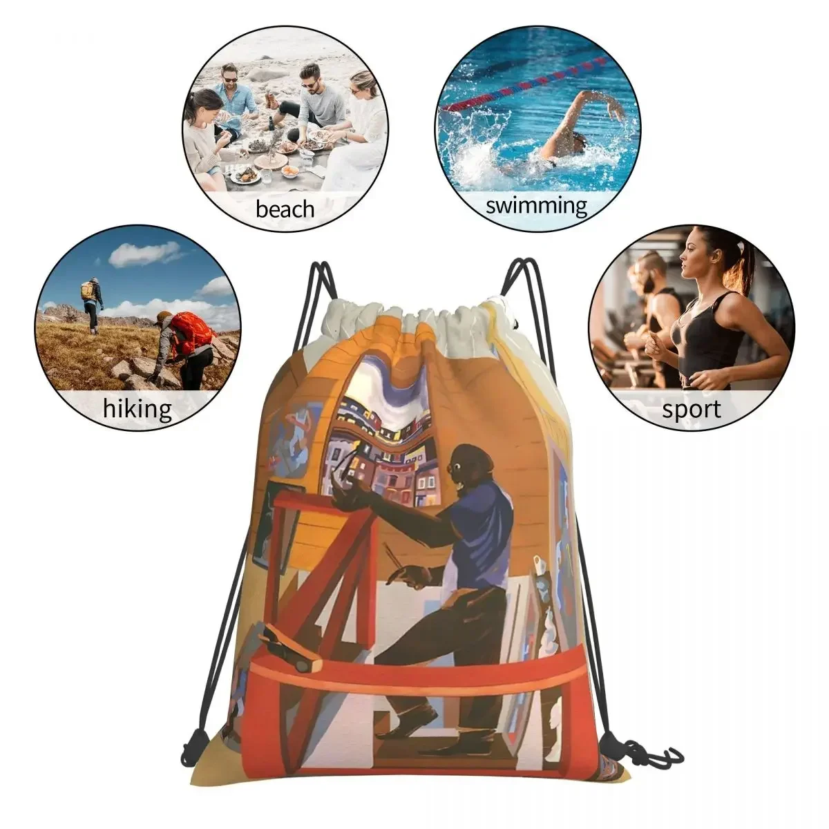 Рюкзаки на шнурке для мужчин и женщин повседневные портативные сумки с карманами