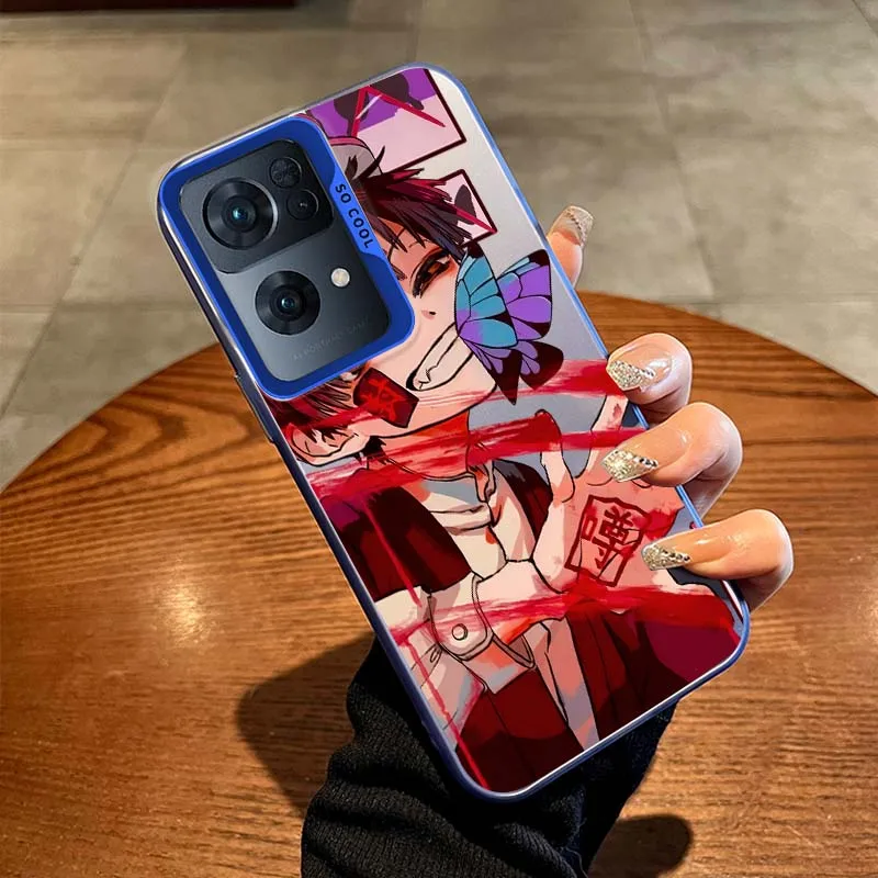 Фото Чехол для телефона OPPO Reno 14 13 12 11 8 7 F Z T Lite Pro с мультяшным принтом Ханако-кун и бабочками, цветной, серебристый №3