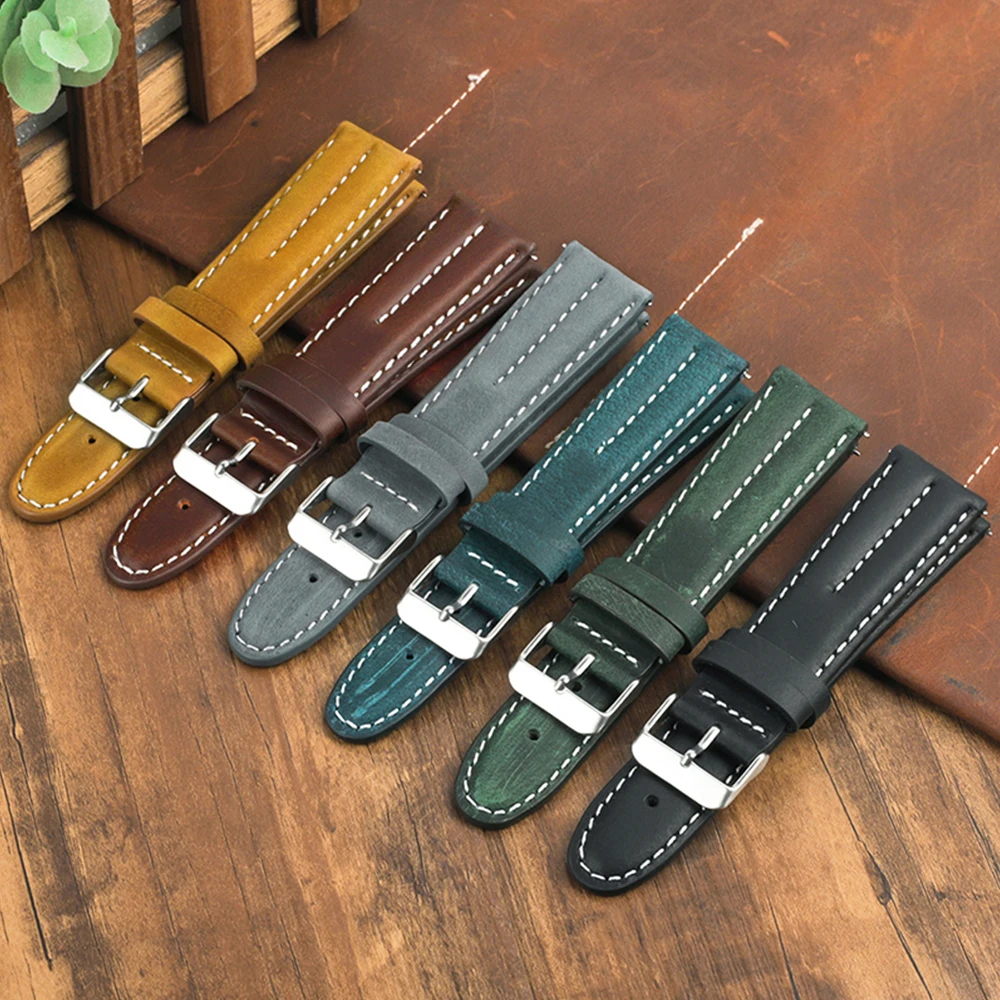 

Genuine Leather Watch Band 20mm 22mm Crazy Horse Cowhide Men Women Bracelet for Panerai Watch Universal Wrist Strap Replacement