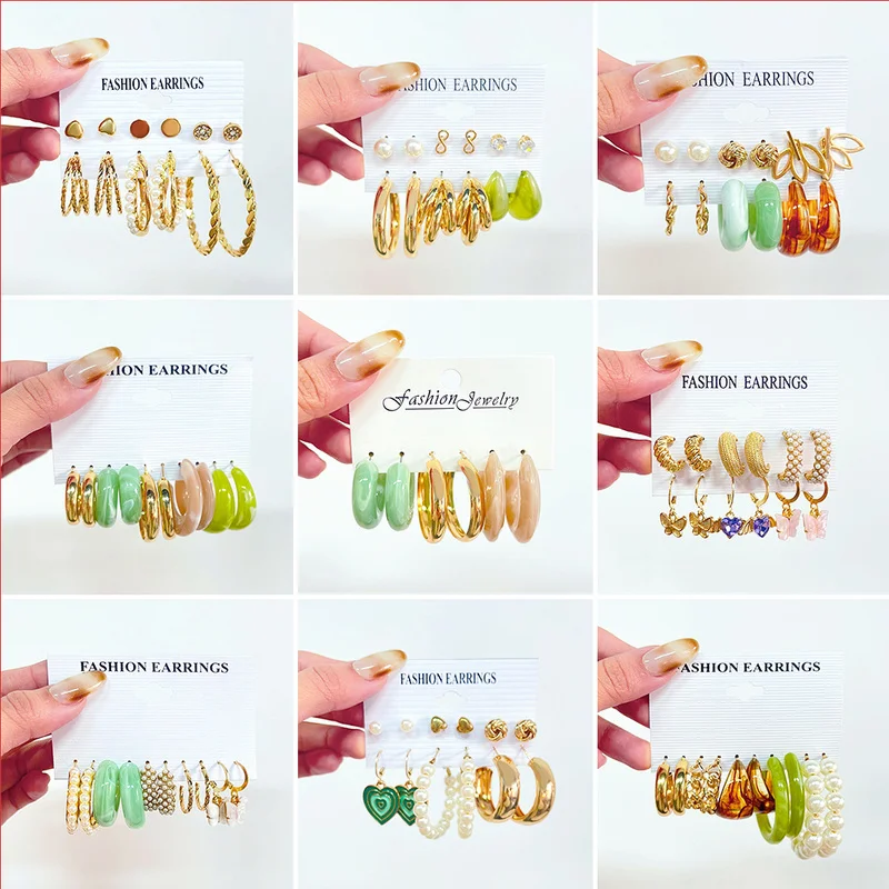 

Butterfly Pearl Hoop Earrings for Women Geometric Gold Metal Circle Hoop Earring Dangle Drop Acrylic Jewelry Trend 2022 aretes