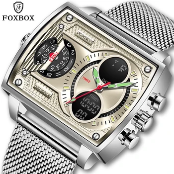 Watches For Men FOXBOX Luxury Brand Sport Wristwatch Waterproof Military Quartz Digital Clock Men Watch Relogio Masculino 1