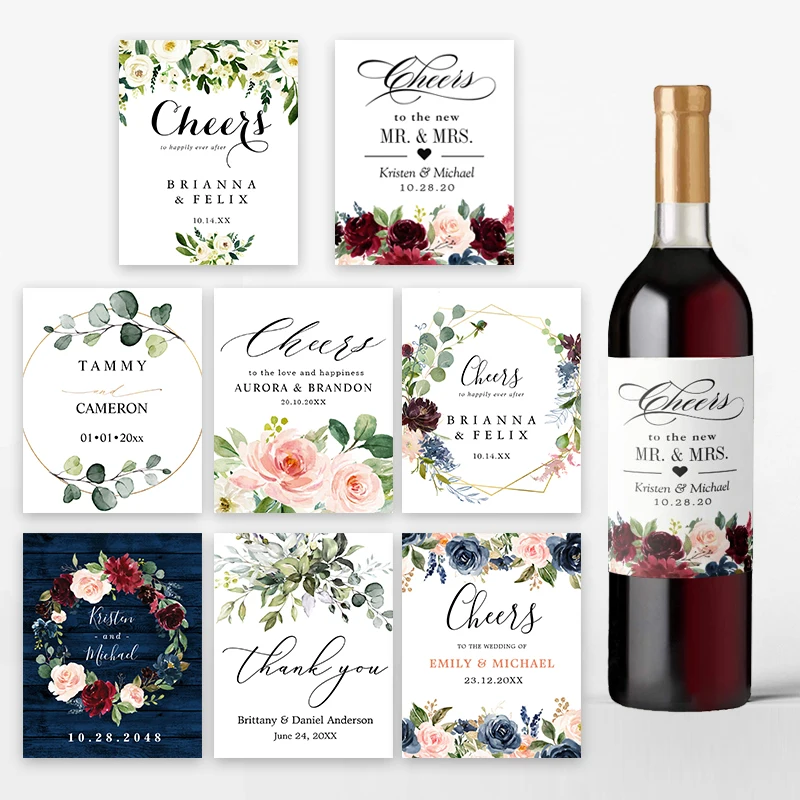 

Personalized Wine Stickers,Wedding White Wine Labels,Set of 18 Waterproof Labels,Engagement Party Gift, Bridal Shower Favor