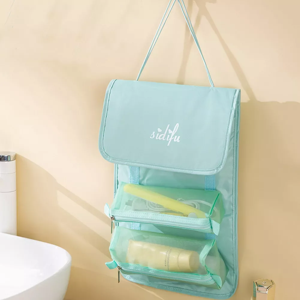 

NEW2023 4 in 1 Nylon Brushes Lipstick Organizer Drawstring Zipper Toiletry Makeup Storage Bags Separable Women Cosmetic Bag for