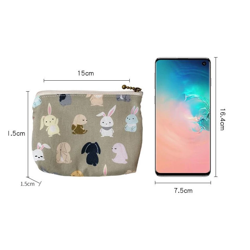 Cute Coin Purses Women Small Canvas Credit Card Holder Wallet Flower Fruit Printing Fashion Clutch Key Coin Money Bags for Girls images - 6