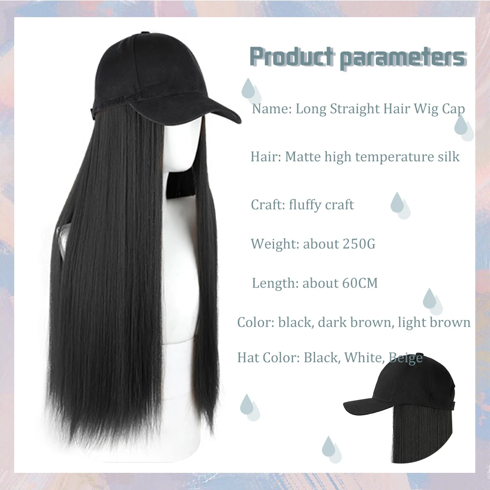 Straight Hair Curly Hair Hat Wig 