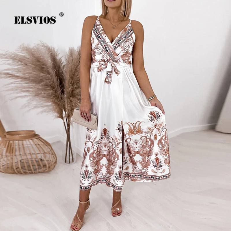 

Женское ТРАПЕЦИЕВИДНОЕ платье без рукавов, длинное платье на бретелях-спагетти с V-образным вырезом и разрезом, на шнуровке, с высокой талие...