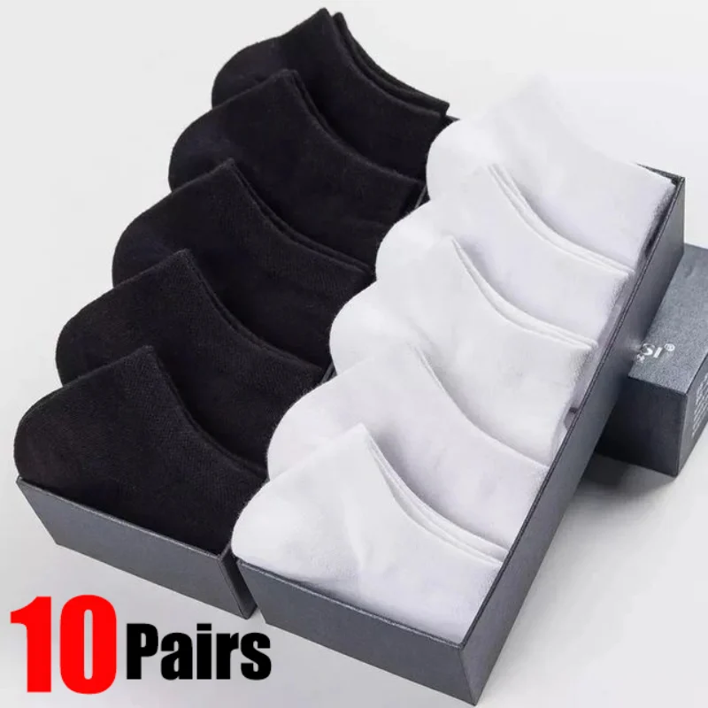 10pairs Men Socks Solid Color Low Cut Black White Grey Breathable Cotton Sports Socks Male Summer Short Ankle Socks Women Men