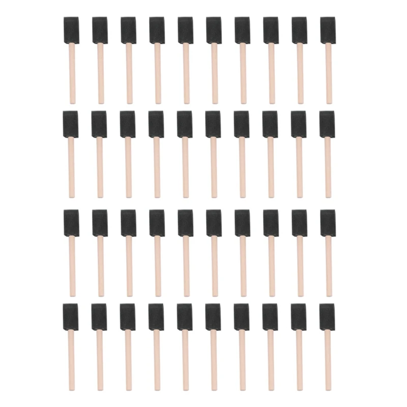 

40Pcs 1 Inch (25Mm) In Sponge Brushes Wooden Handle Painting Drawing Art Craft Draw