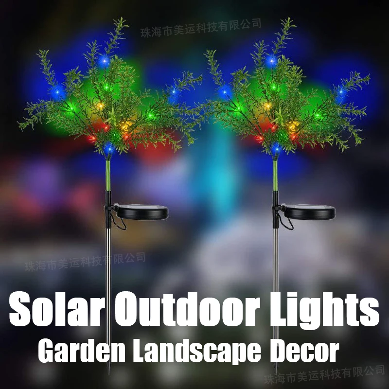 

2Pcs LED Solar Garden Light Simulation Christmas Tree Color Courtyard Villa Party Decoration Landscape Ground Inserted Lawn Lamp