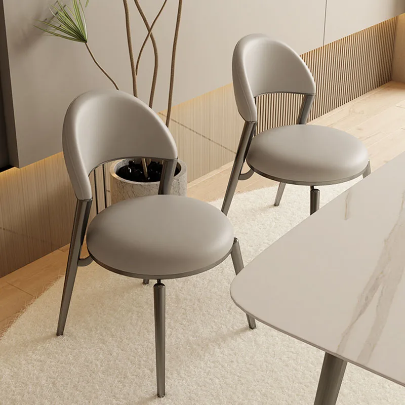 Дизайнерский металлический обеденный стул кухонные роскошные кожаные обеденные