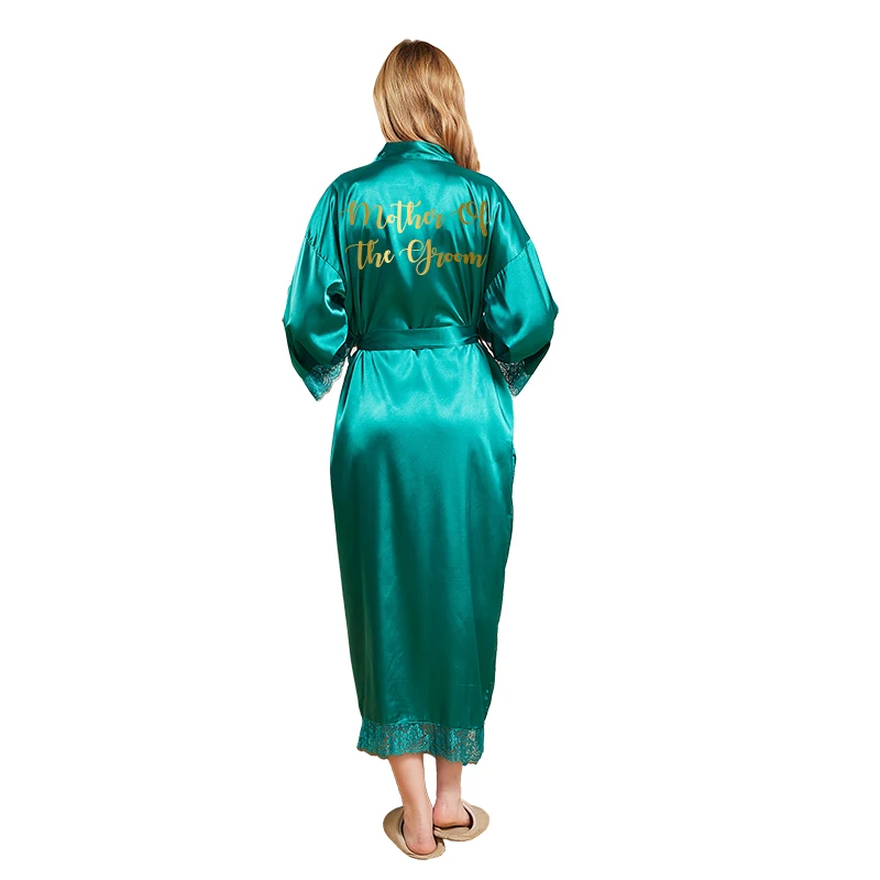 Silk  Satin Lace Robes White Bridesmaid Bride Robes  Bridesmaid Robes Wedding Long Robe  Bathrobe Green New