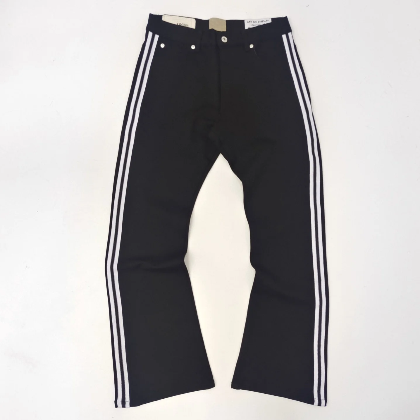 

Black DG White Webbing Micro Flared Top Quality Casual Men's and Women's Couple Pants
