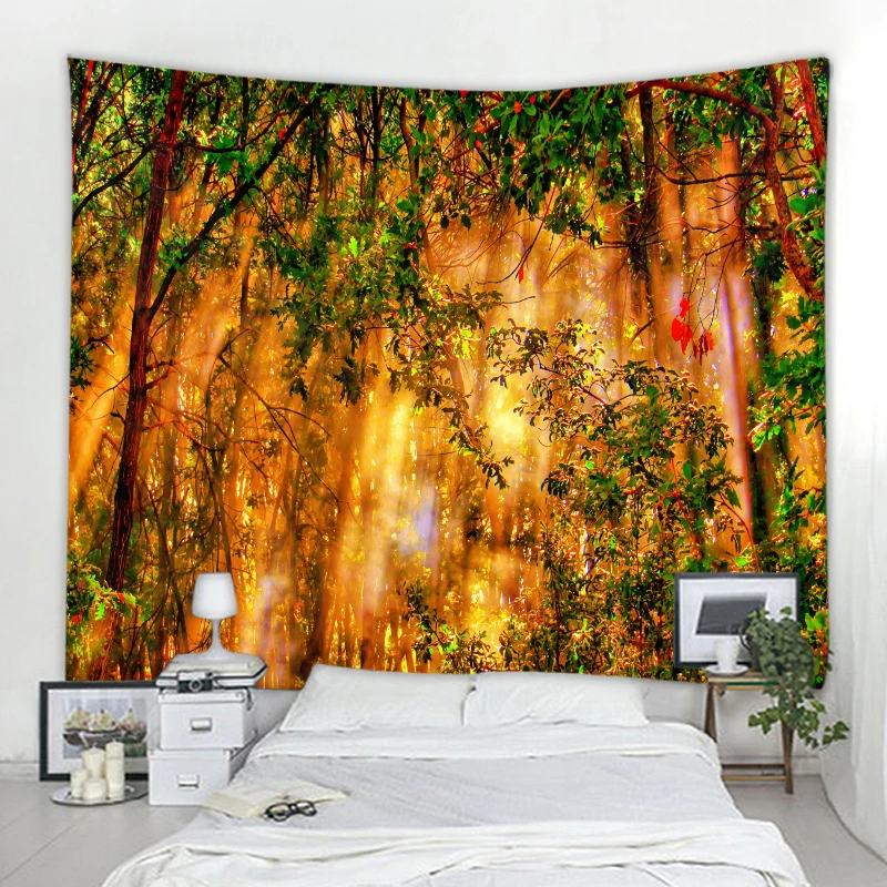 

Tapestry Curtain Wall Fabric Bohemian Style Decoration Tapestry Fantasy Forest Scenery Background Wall Decoration