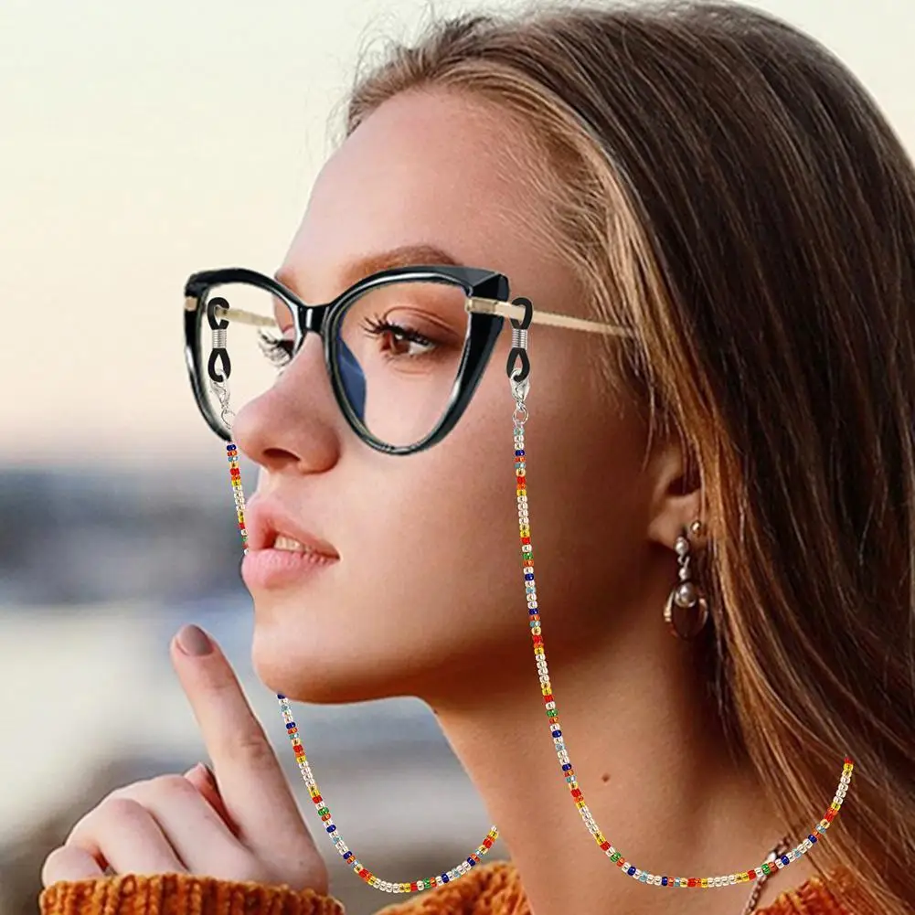 

Glass Beaded Eyeglass Chain No-slip Reading Glasses Eyeglasses Chain Cord Holder Rope For Men Women Holder Chain Multicolor F8H6