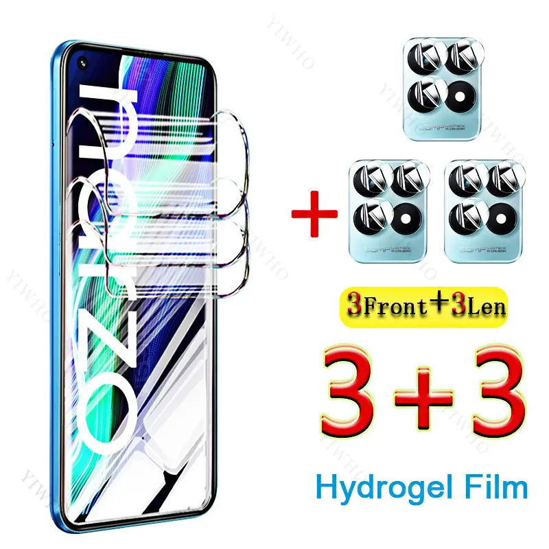 6in1 Cover Front Hydrogel Film 6.6 Inch for Realme Narzo 50 4G Soft for Realme RMX3286 Narzo50 Water Gel Fingerprint Camera Lens