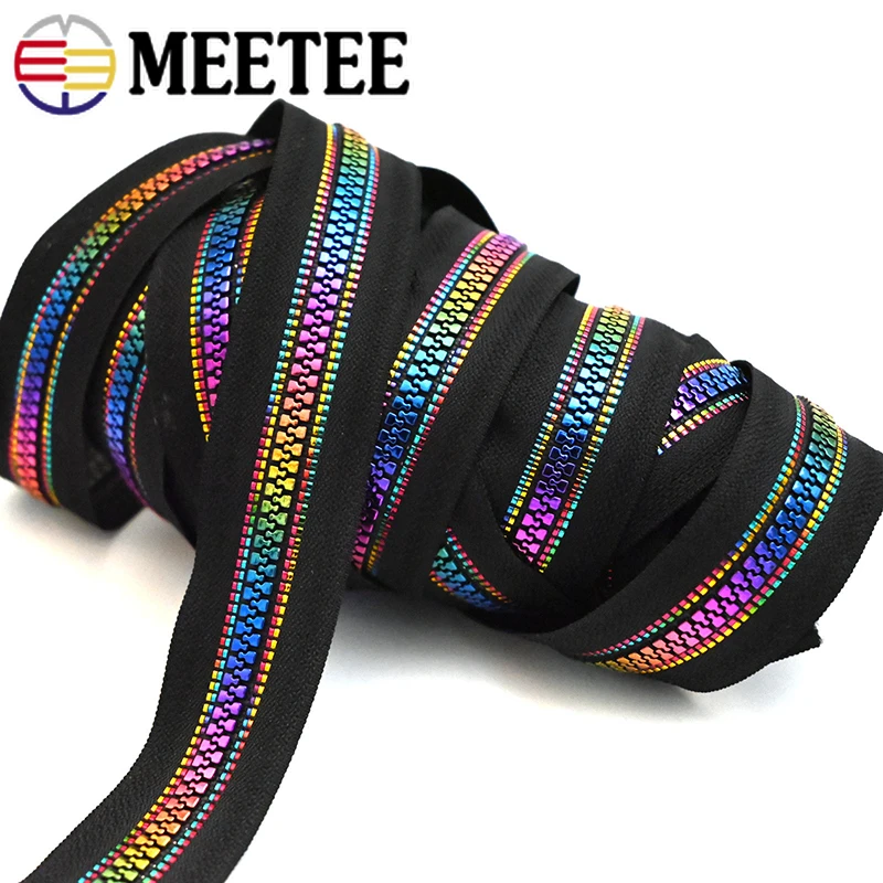 

5/10Meters 5# Resin Zippers Rainbow Decorative Roll Zipper Tape for Bag Jacket Clothes Zip Repair Kit DIY Sewing Accessories