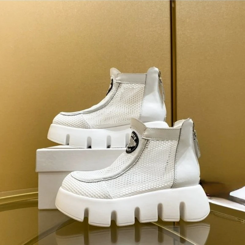 

2022 New Breathable Mesh Summer Women's Sandal Boots Fashion Back Zipper Lace-Up Casual Shoes Women's Platform Sandals
