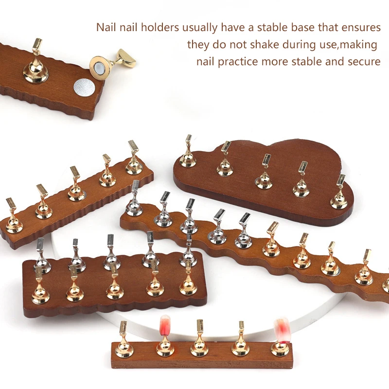 Магнитный держатель для ногтей из цельного дерева подставка практики основание