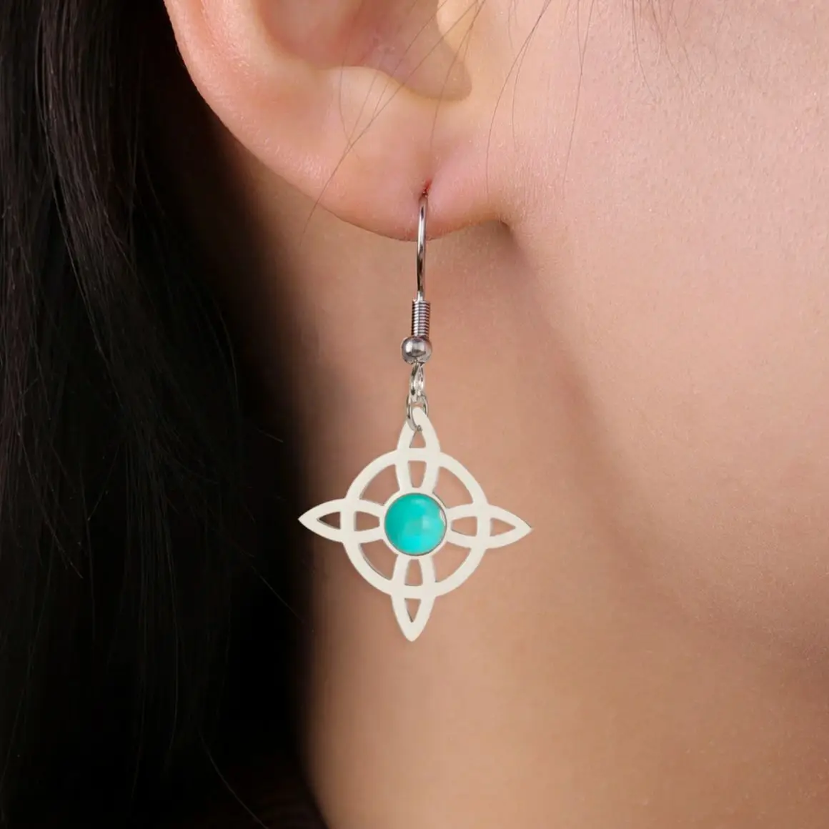 LIKGREAT кельтские висячие серьги-висюльки с узелком для женщин из нержавеющей стали