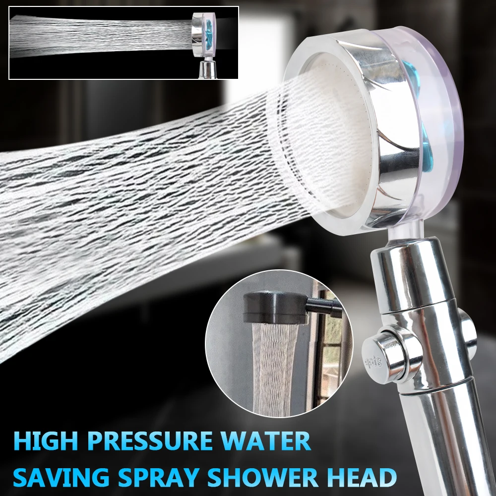 

High Pressure Spray Nozzle 360 Degrees Rotating With Small Fan Water Saving Flow Shower Head Bathroom Accessories