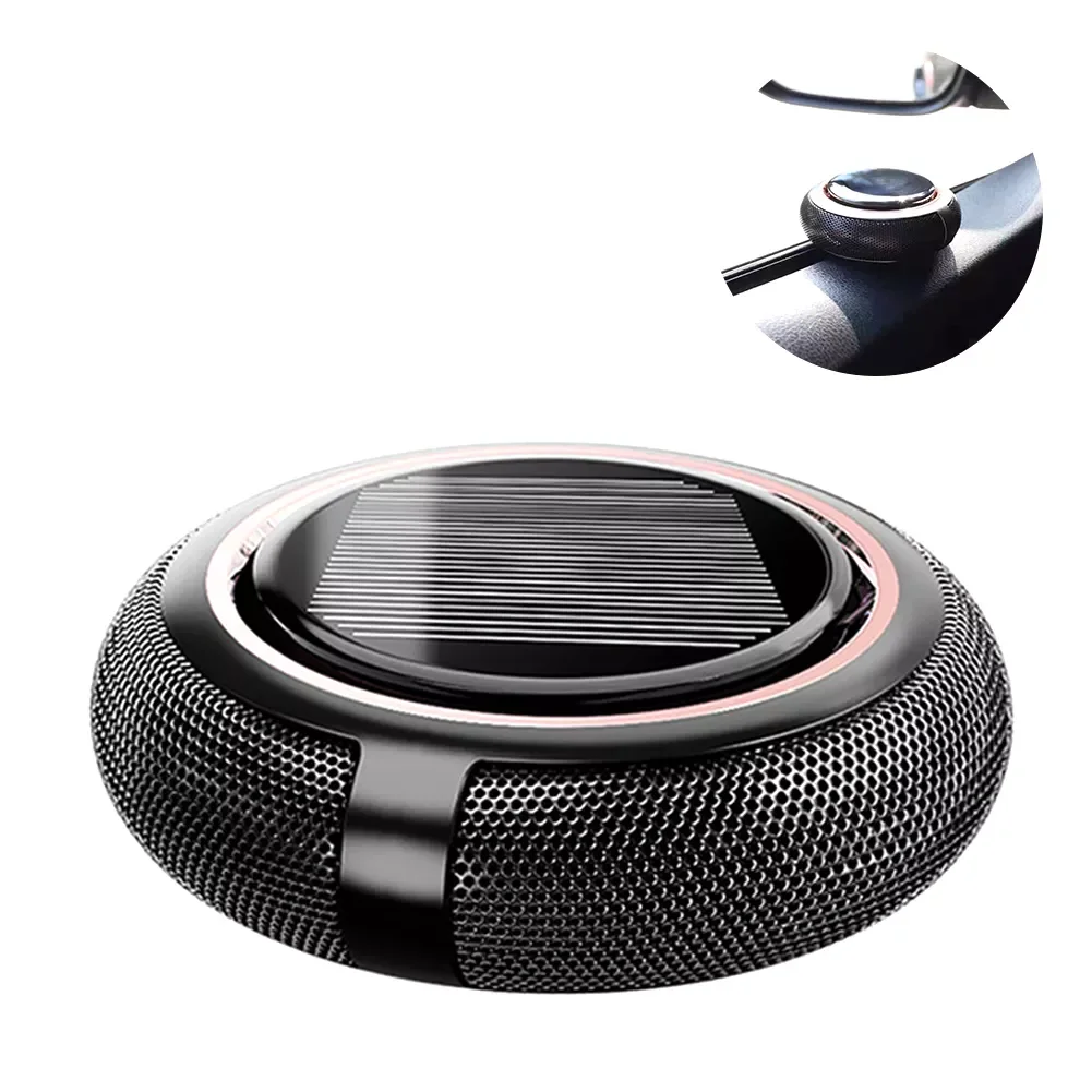 

Zinc Alloy Solar Powered 2 Modes High Temperature Resistance Round Car Air Freshener Frosted Essential Oil Diffuser Auto On Off