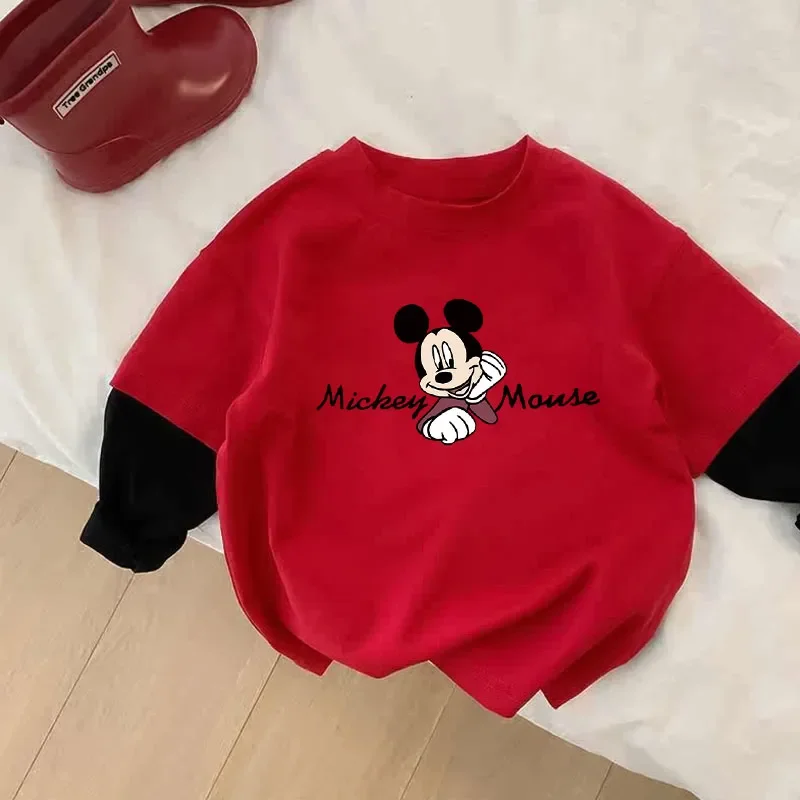 Детская Хлопковая футболка с Микки Маусом новинка весенне-летнего сезона