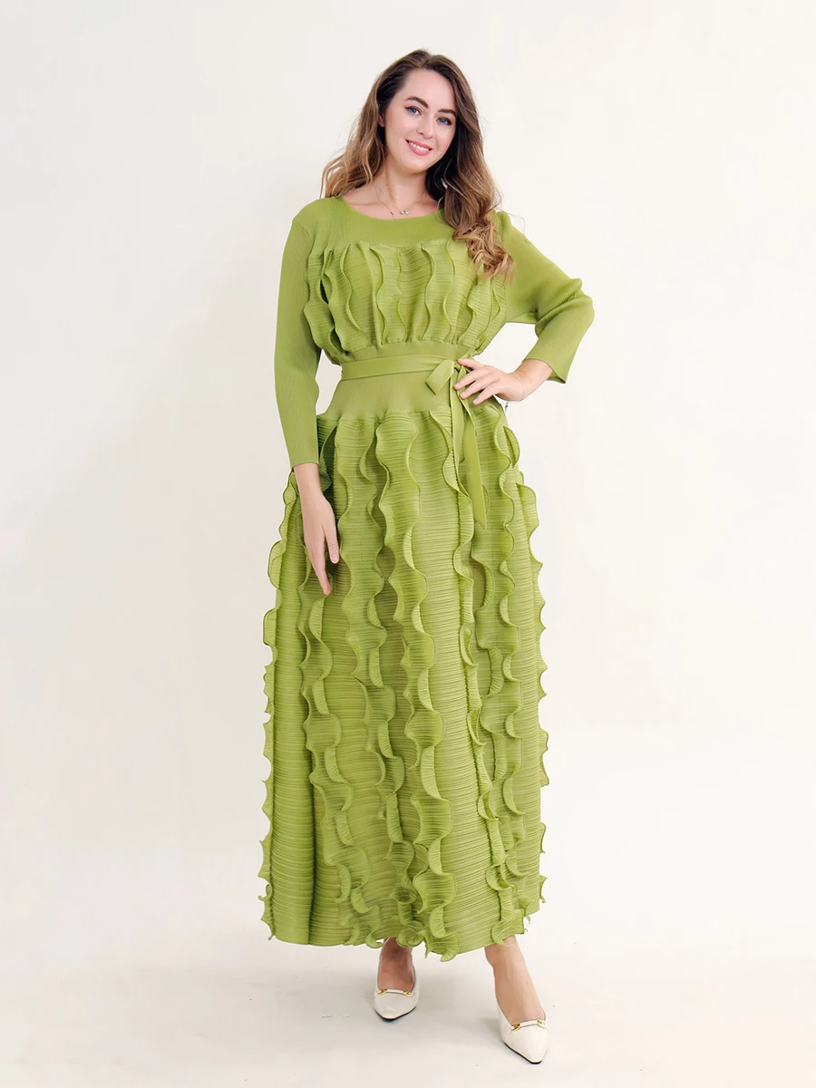 EGRM Miyake Плиссированное дизайнерское платье с оборками для женщин Роскошная юбка