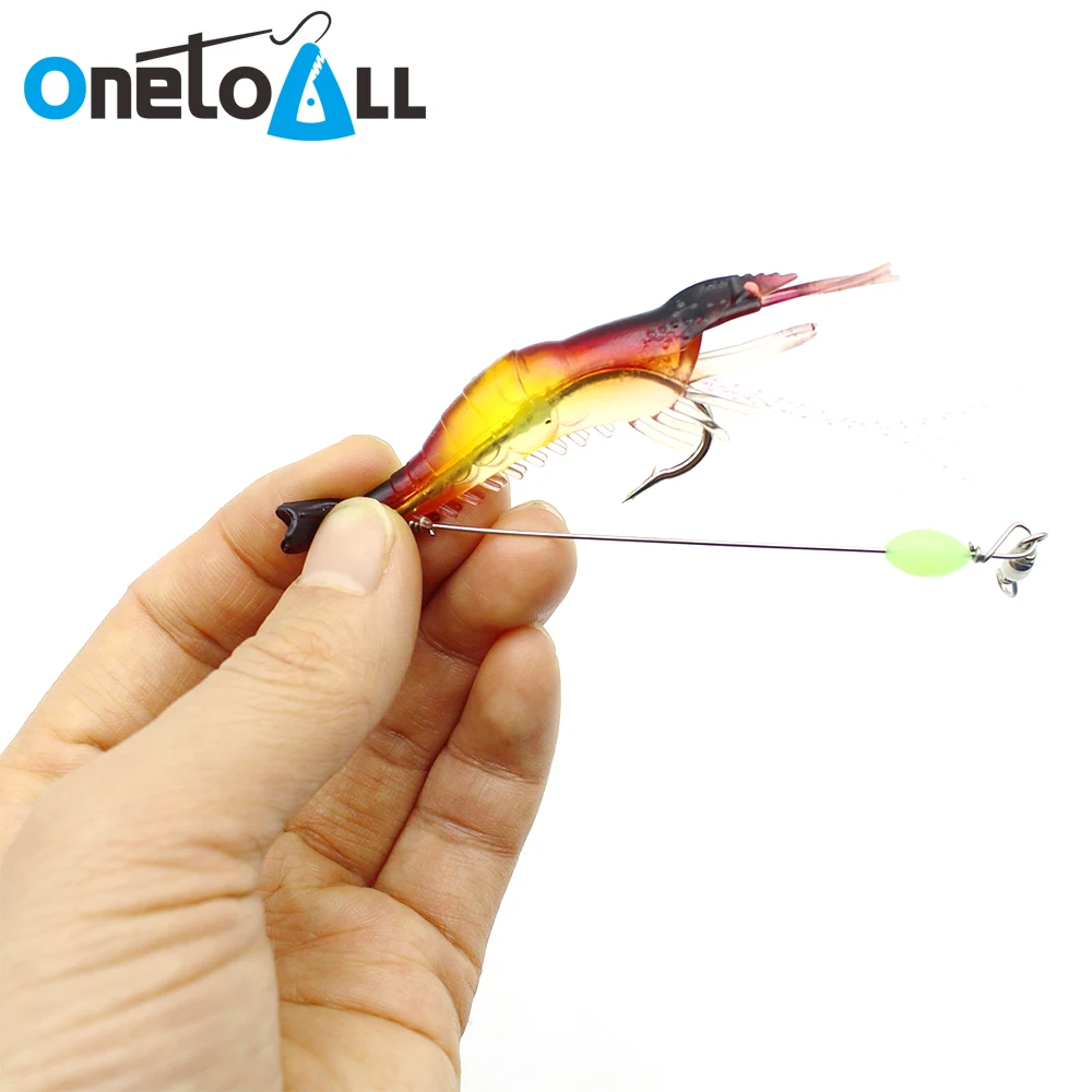 OnetoAll 10 шт. 8 см 5 6 г Мягкая приманка в виде креветки светящаяся с крючком