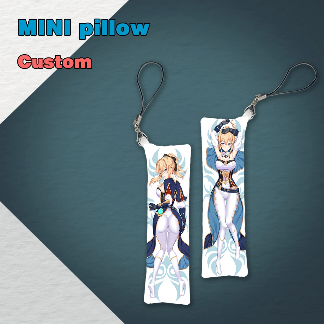 

Anime Game Genshin Impact Jean Gunnhildr Mini Dakimakura Keychain Pillow Hanging Ornament Phone Strap Cute Gift 3x10cm