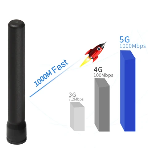 Стандартная антенна 4G 3G GSM 600-6000 МГц Шестигранная розетка SMA Штекерная антенна для маршрутизатора модема усилитель сигнала медный стержень