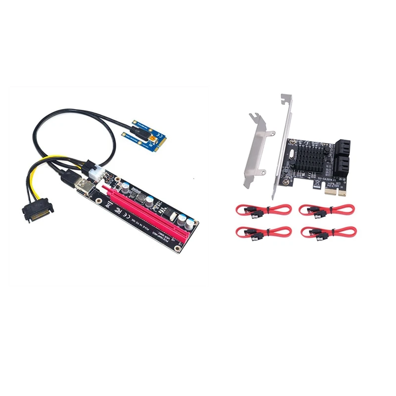 

4-портовая Плата расширения SATAIII, расширитель Mini Pcie-PCI Express 16X, 6 Гбит/с, 1 компл.