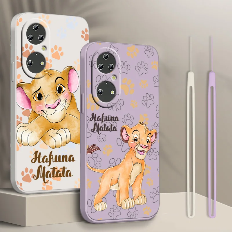

Disney Lion King For Huawei Y90 Y61 P50 P40 P30 P20 10 P Smart Z Pro Lite Plus 2021 Liquid Rope Phone Case