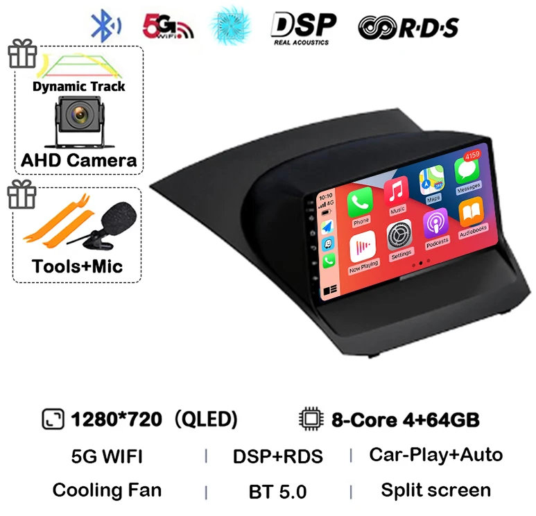 

Android15 Carplay Auto для Ford Fiesta Mk 6 2009 2010 2011 2012 2013 2014-2018 Мультимедийный автомобильный радиоплеер WIFi + 4G DSP GPS 2DIN
