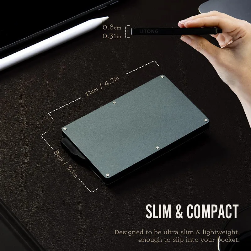 Credit Card Holder Case ID RFID Blocking Minimalist Slim Metal Automatic Pop Up Smart Men Wallet for Cards